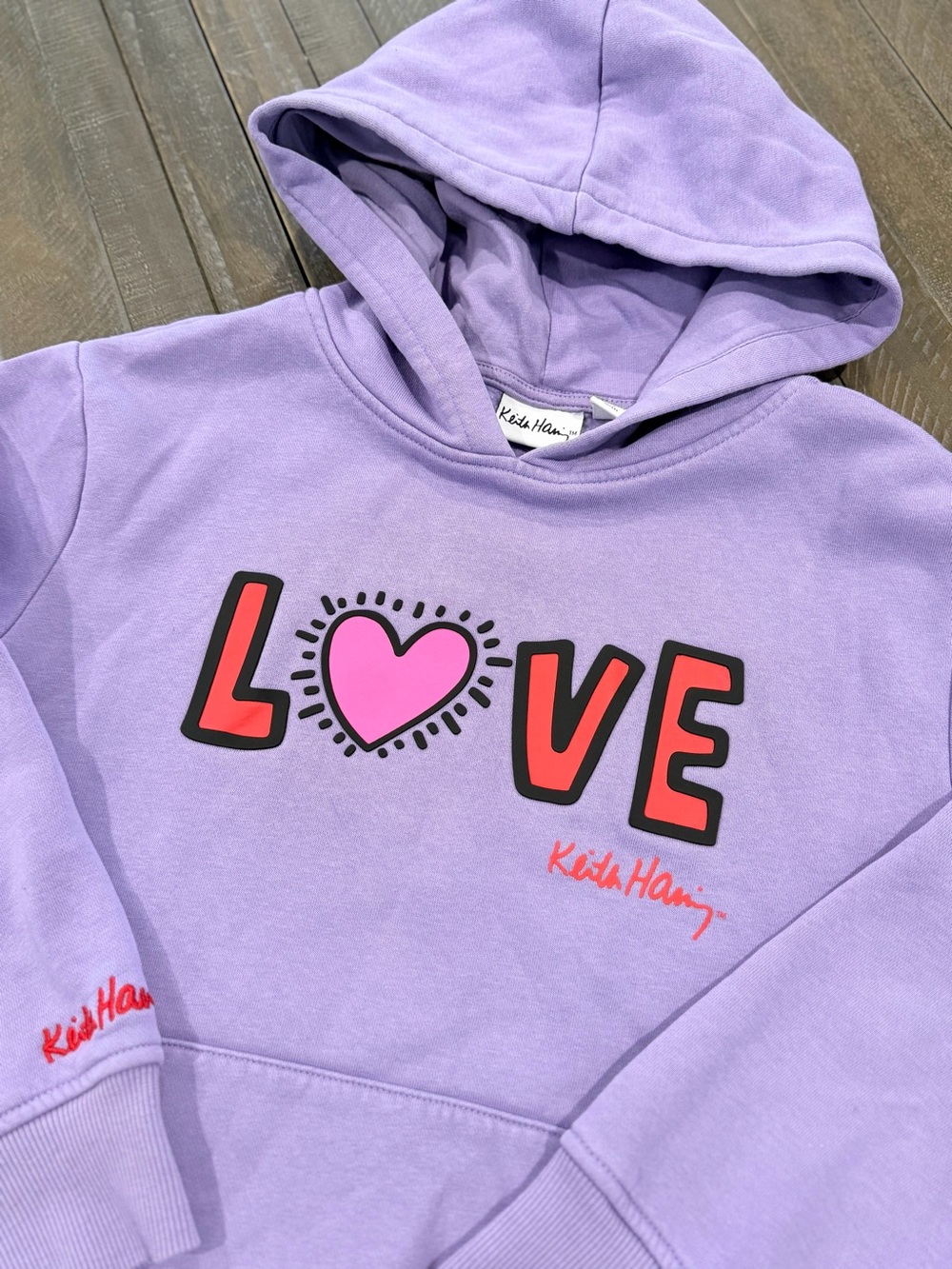 Keith Haring LOVE Purple Hoodie Youth Large 10/12